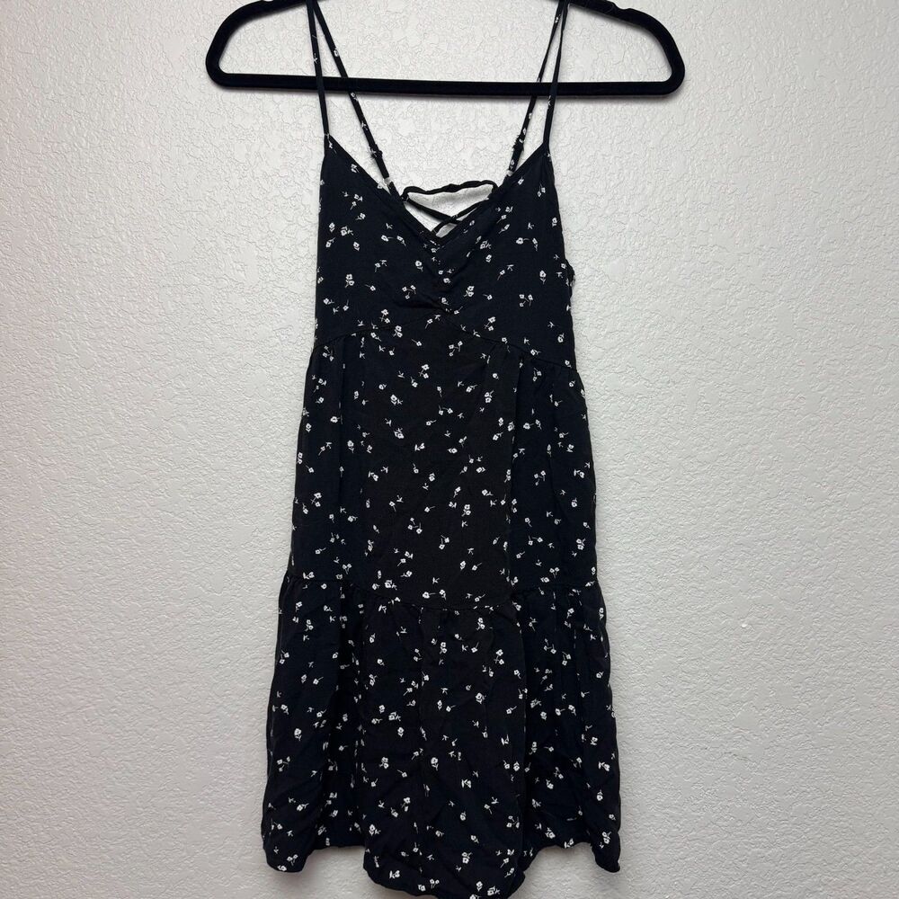 Black Ditsy Floral Tiered Babydoll Dress